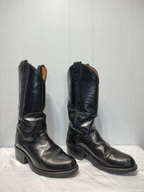 Double H Black Leather Cowboy Boots